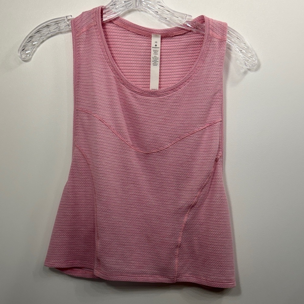 Lululemon Stronger As One Pink Muscle Tank top size 10.
